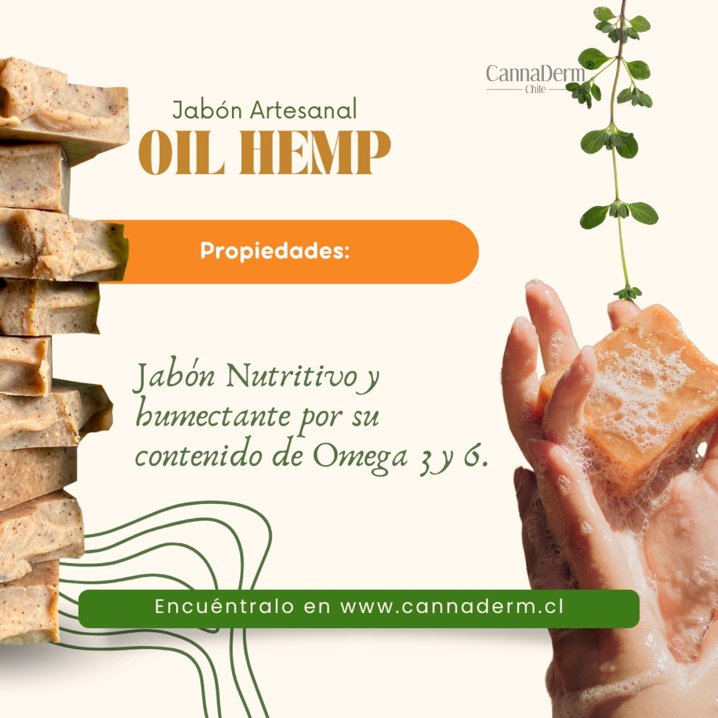 Jabón Corporal de Cáñamo – Limpieza Natural para Rostro y Cuerpo