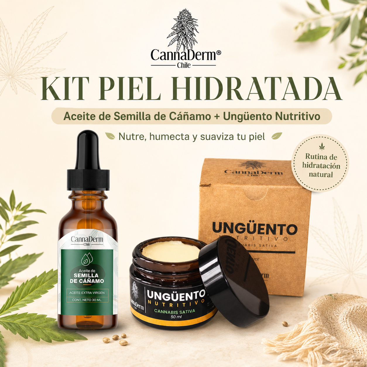 Kit Piel Hidratada | Cannaderm Chile